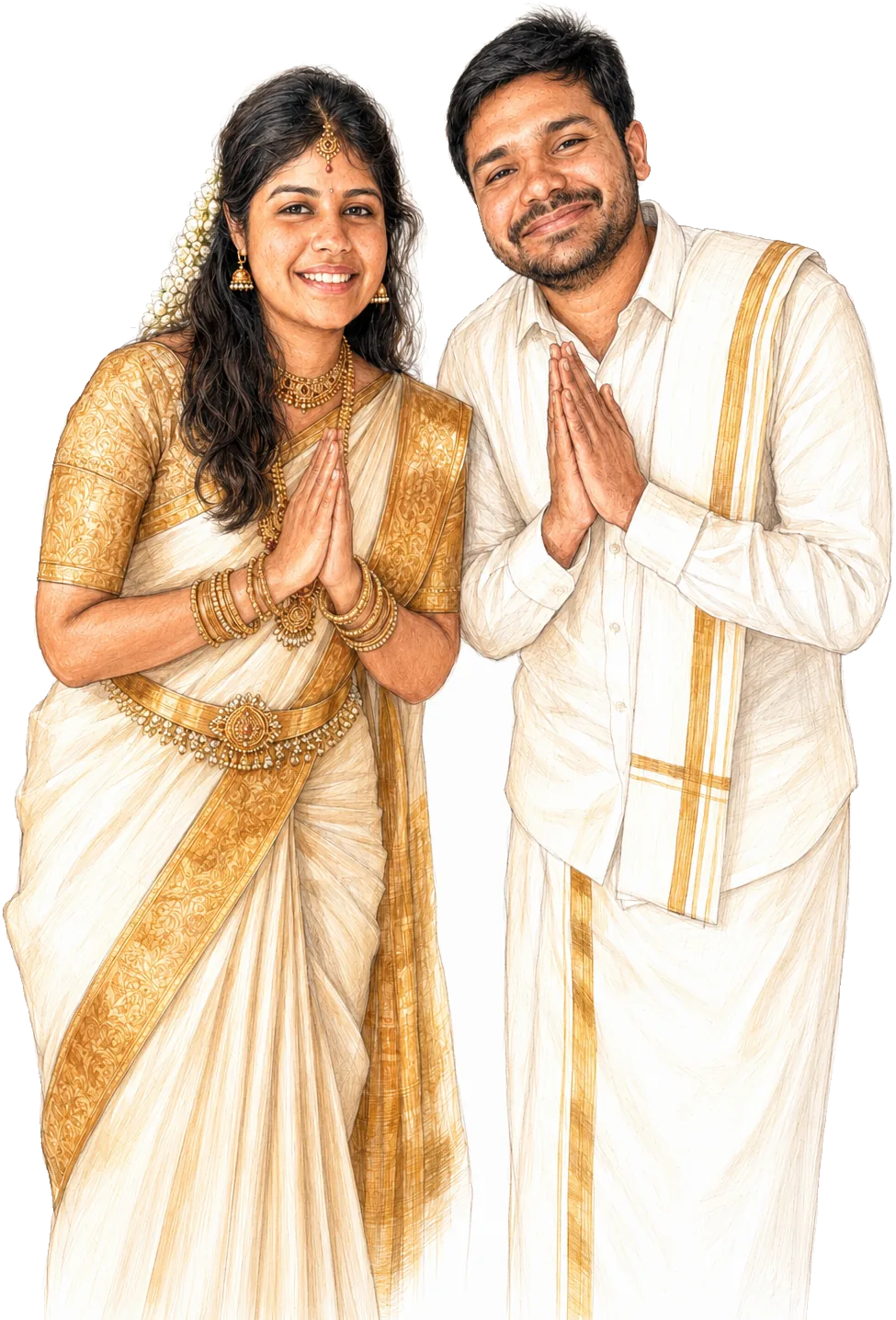 Sai Vijay and Ratnasri with their hands folded in thanks